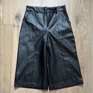 Zara Black Leather Culottes Shorts